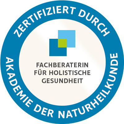 Zertifiziert durch die Akademie der Naturheilkunde, Fachberaterin für holistische Gesundheit